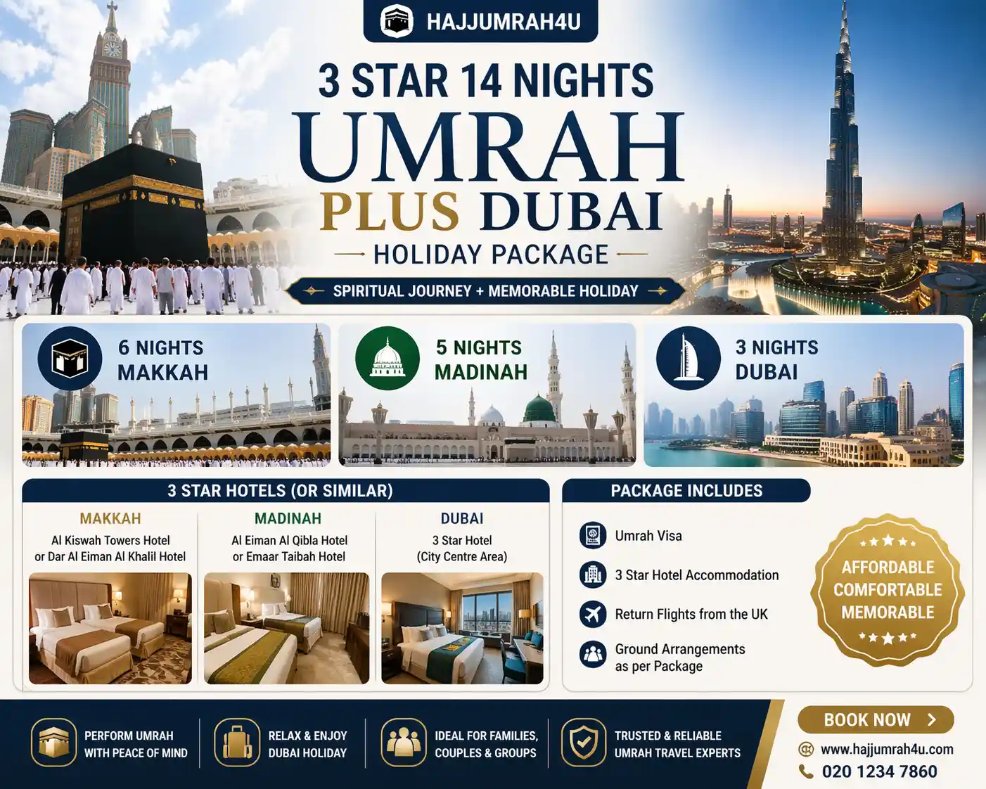 3 Star 14 Nights Umrah Plus Dubai Holiday Package 1